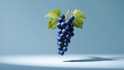 Poster - Levitation of Fresh Organic Blue Grape Suspended in Air with No Background