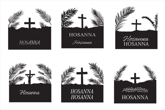 A bright and minimalistic, silhouette palm sunday themed.