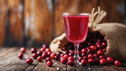 Poster - Homemade Organic Cranberry Juice displayed on wood