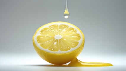 Aufkleber - White background with isolated dripping fresh lemon juice. Clipping path.