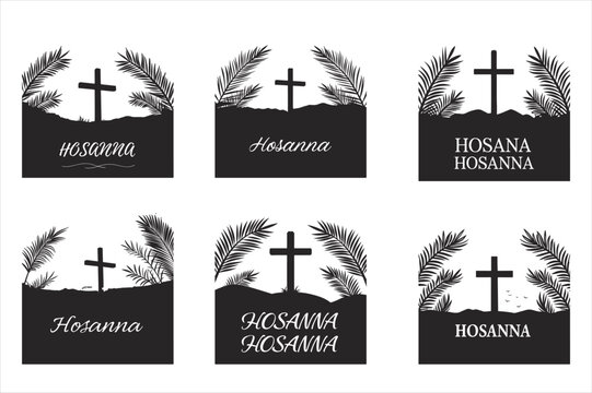 A minimalist, silhouette of palm sunday theam  design