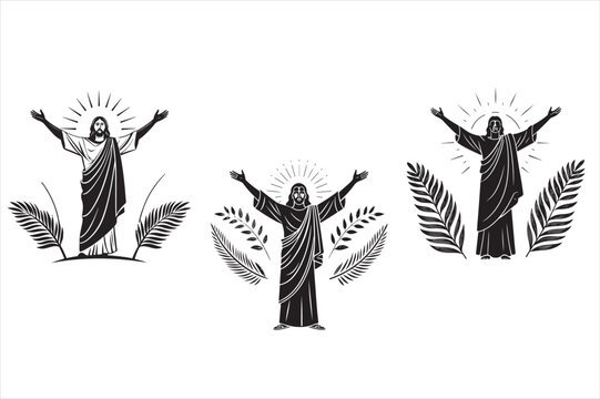 A minimalist, silhouette of palm sunday theam  design
