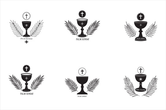 A minimalist, silhouette of palm sunday theam  design