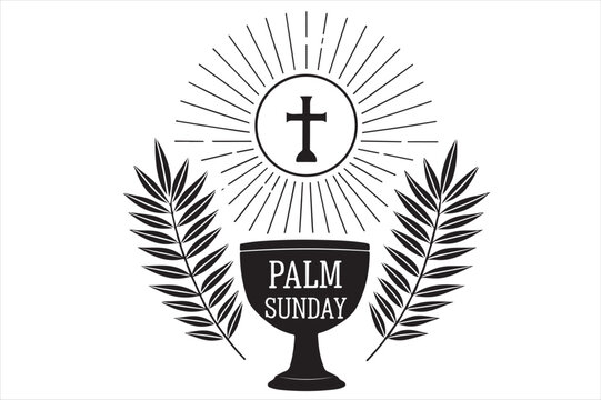 A minimalist, silhouette of palm sunday theam  design