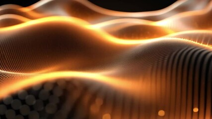 Poster - abstract waves mesmerizing digital design of fluid movement in orange and black textures, showcasing