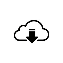Fototapete - Cloud Download Icon: Clean graphic illustration of a cloud with a downward arrow, suitable for web and design applications.