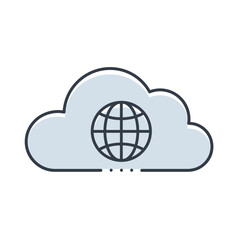 Fototapete - Global Connectivity Concept: This graphic illustrates the seamless link between the world and cloud technology. A visual representation of a globe cradled within a cloud.