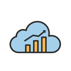 Poster - Cloud-Based Progress: A modern, illustrative representation of data and progress within a digital cloud, visualizing growth and success.