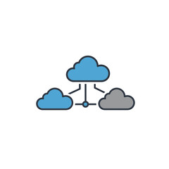 Fototapete - Cloud Computing Icon: A digital illustration depicts interconnected cloud symbols, symbolizing the essence of cloud computing in a clear and concise visual representation. 