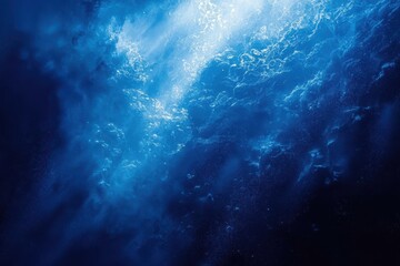 Wall Mural - Underwater Surface Light Rays Through Deep Blue Ocean Water