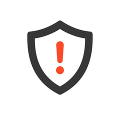 Poster - Security Alert Icon: The image depicts a stylized shield with a prominent exclamation mark, immediately communicating a message of security, caution, and potential threat or issue.