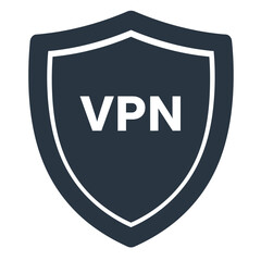 Poster - VPN Protection: A shield with the word VPN in the middle. Represents data encryption, internet safety, and virtual private networks.