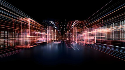 Fototapete - Abstract Futuristic Cityscape At Night