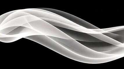 Poster - elegant abstract design of smooth, flowing white waves on black background, evoking motion and fluid
