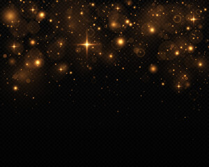 Wall Mural - sparkling magical dust particles. christmas night concept. magic golden background.