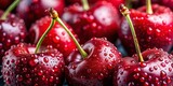 Close-up of Fresh, Juicy Cherries - Vibrant Red Summer Fruit