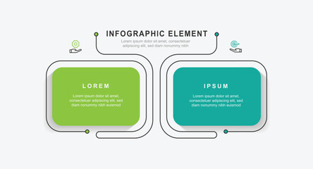 Poster - 2 step infographic template vector element with line connected and columns suitable for business information and web presentation