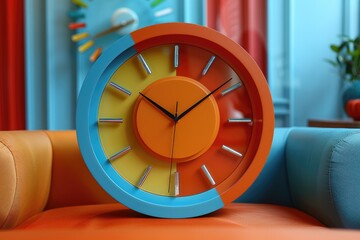 Poster - A colorful modern wall clock with a unique vibrant design
