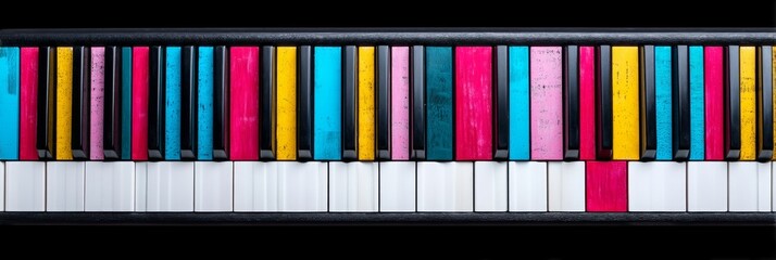 Poster - Abstract Colorful Piano Keyboard Wallpaper - A vibrant and colorful piano keyboard. Symbolizing music, creativity, artistry, joy, and expression