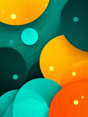 Poster - Abstract Colorful Circles Background - Overlapping circles in vibrant teal, orange, and yellow create a dynamic, modern abstract design. Perfect for backgrounds or graphic design projects