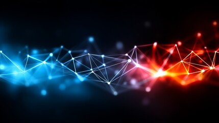 Poster - abstract network connection - vibrant abstract depicting a network connection with glowing nodes and