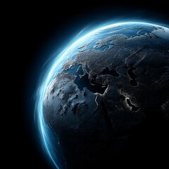Wall Mural - the earth from space at night, illuminated by the light of the moon and stars the dark background pr