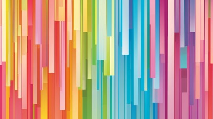 Poster - Vertical stripes of varying widths and colors create a vibrant and dynamic abstract background, blending seamlessly to form a spectrum of hues