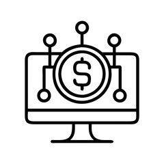 Poster - Online finance dollar money transfer on computer monitor icon vector graphic design