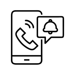 Poster - Incoming call notification on smartphone vector line icon for mobile app design