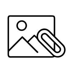 Poster - Link image icon vector illustration, landscape picture with attachment symbol clip