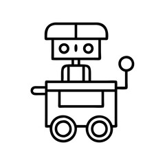 Poster - Outline drawing of a cute robot on wheels vector illustration for kids design