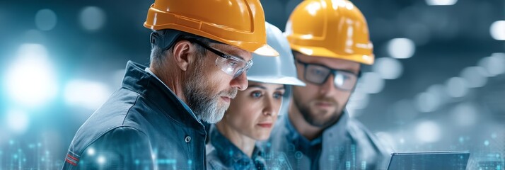 Poster - Industrial Teamwork: A High-Energy Training Session - A team of skilled industrial workers collaborates on a project, symbolizing teamwork, innovation, technology, precision, and progress