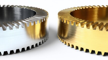 Poster - Abstract metal gear wheels grinding against each other symbolizing economic forces in competition between usa and china