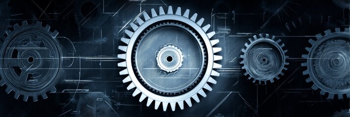 Poster - precision gears: a mechanical engineering design - symbolizing precision, innovation, teamwork, effi