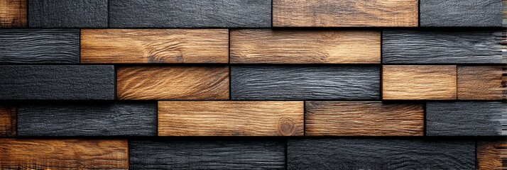 Poster - Rustic Dark and Light Wood Texture Background - Dark and light wood planks, rustic texture, three dimensional design, natural wood grain, modern