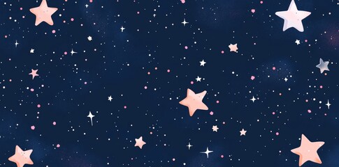 Wall Mural - a bohemian pattern featuring stars on a blue backdrop, ideal for tarot and astrology, evokes a magic