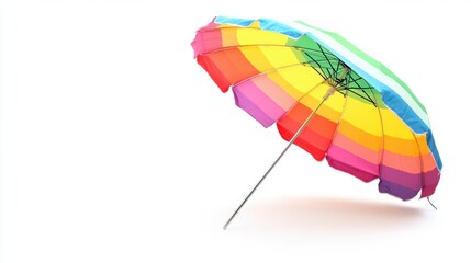 Canvas Print - colorful rainbow beach umbrella isolated on white background.
