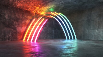 Wall Mural - a modern room featuring neon lights and a black wall creates a cool and stylish atmosphere