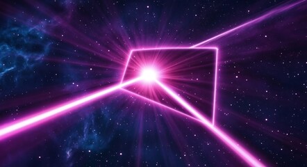 Wall Mural - the background is an abstract depiction of space, featuring a burning comet, a flash, and a laser be
