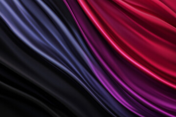 Poster - Abstract Silk Fabric Flowing with Black Purple and Red Gradient Colors