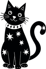  black and white cat vector illustration