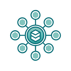 Poster - Cryptocurrency icon illustrating blockchain technology network  