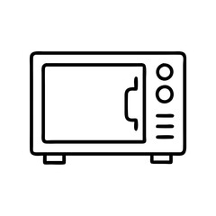 Poster - Outline microwave oven appliance for cooking and heating food vector illustration