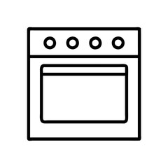 Poster - Oven appliance for baking and cooking kitchen equipment outline vector image icon