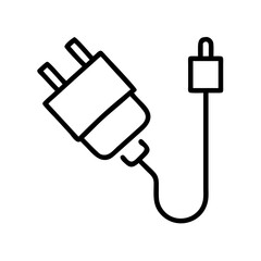 Poster - Outline vector illustration of a power adapter charger plug for electronic device