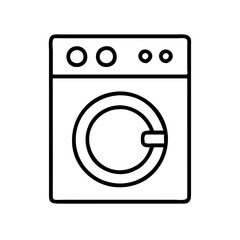 Poster - Washing machine appliance laundry cleaner household equipment line drawing vector