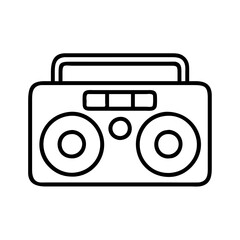 Fototapete - Vintage boombox vector illustration, retro stereo outline graphic, music player icon