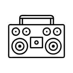 Poster - Retro boombox portable stereo system vintage music player outline vector drawing