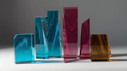 Leinwandbilder - assembly of colored epoxy resin blocks, 
