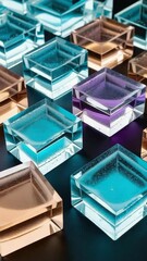 Leinwandbilder - assembly of colored epoxy resin blocks, 